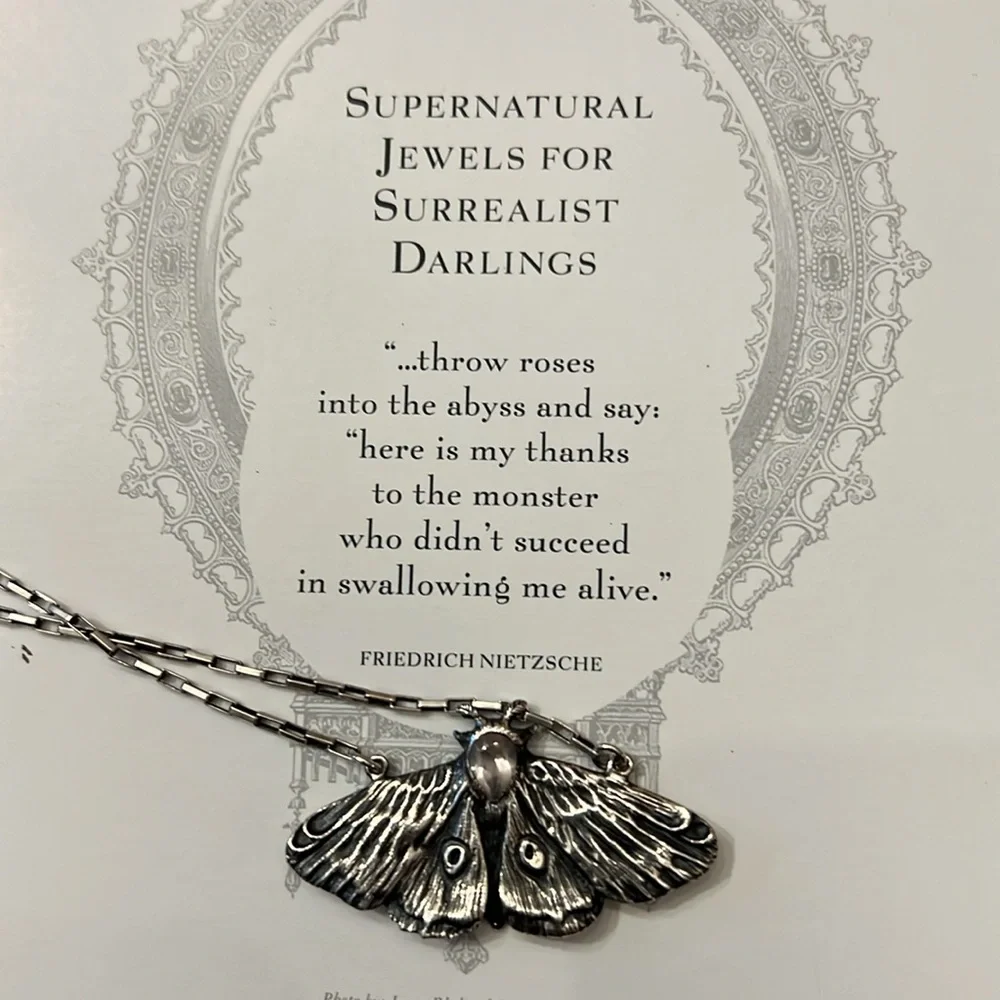 Bloodmilk Ghost Phantom Rose Quartz Planchette Moth Pendant Vintage BM Postcard - Picture 4 of 7